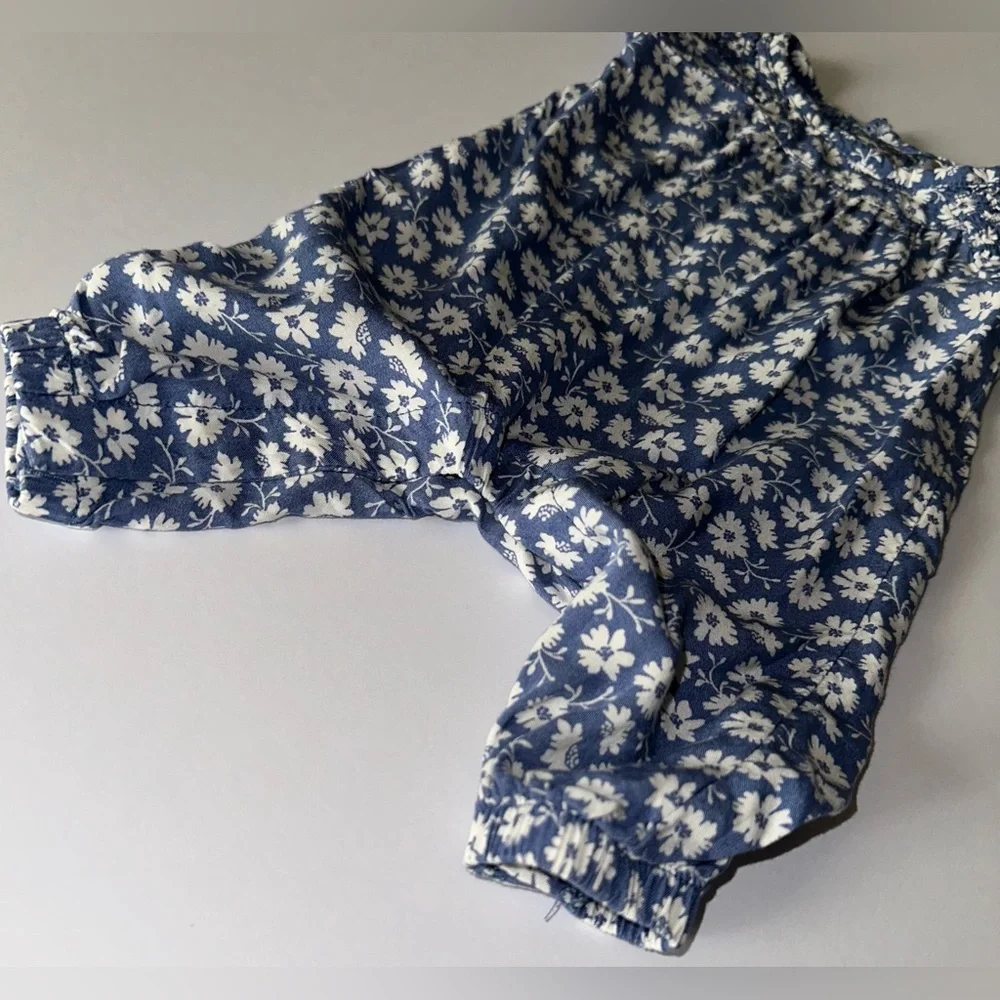Carter's Just One You Baby Girls‎ Blue Floral 1pc Cap Sleeve Jumpsuit Size NB